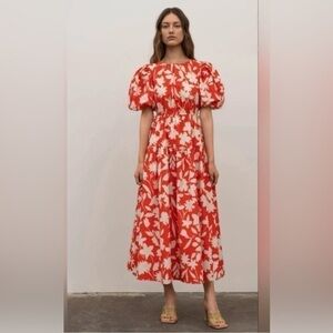 Moon River Medium NWT back cutout maxi Floral Red and White